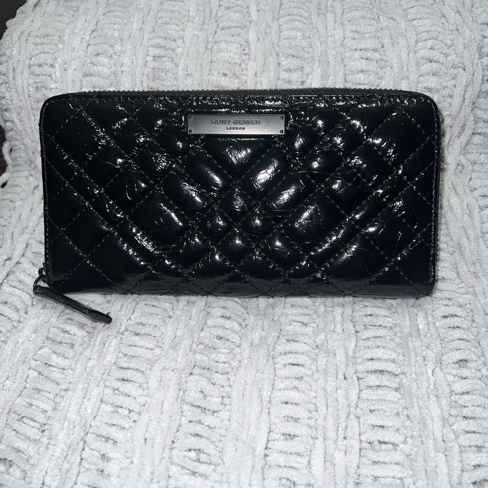 Kurt Geiger Shiny Black Quilted Wallet